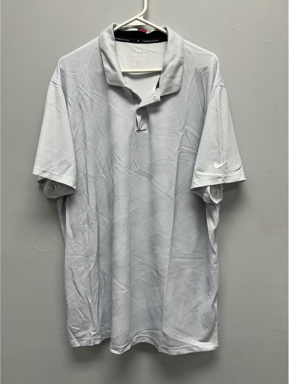 Nike Tiger Woods Collection Light Gray Dri-FIT Men's Golf Polo